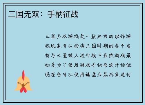 三国无双：手柄征战